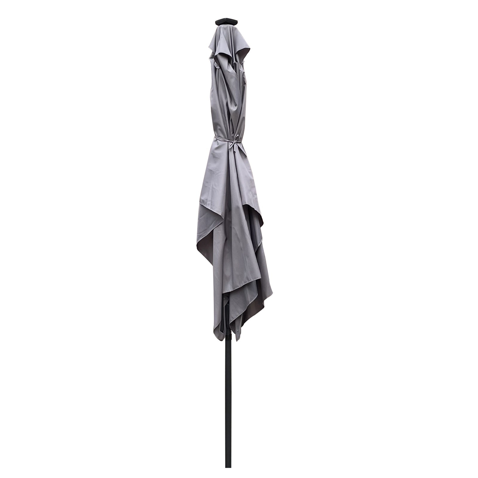 10x6.5ft Rectangular Solar LED Patio Umbrellas With Crank & Push Button Tilt