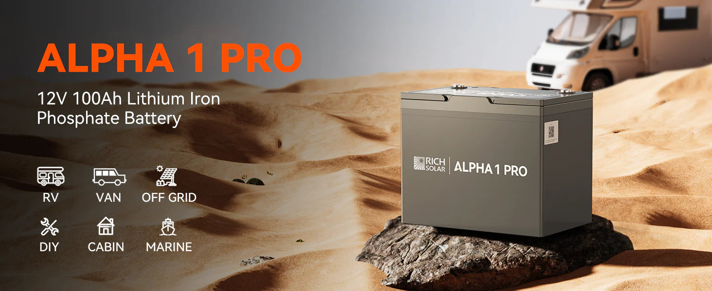 ALPHA 1 PRO | 12V 100Ah LiFePO4 Battery | Premium 12V Lithium Battery for Off-Grid, RVs, Boats | 7,000 Lifetime Cycles | 10-Year Warranty | UL1973 Certified
