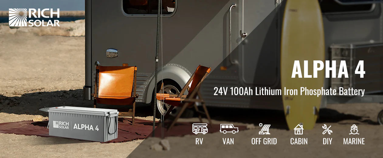 ALPHA 4 | 24V 100Ah LiFePO4 Battery | Powerful 24V Lithium Battery for RVs, Trailers, Vans, Boats, Off-Grid | 5,000 Lifetime Cycles | Bluetooth and Internal Heat Technology